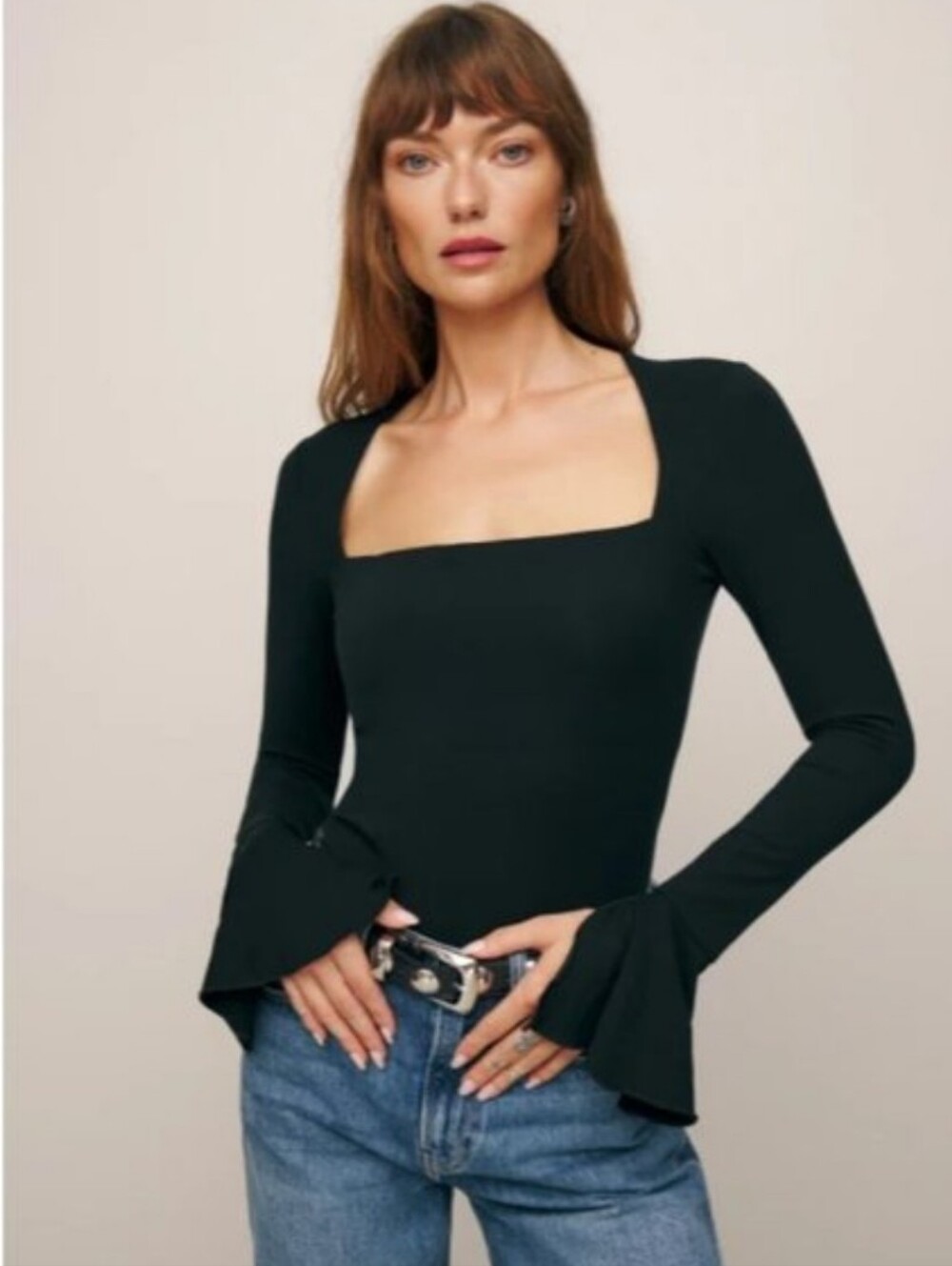 NWT REFORMATION LUCCA KNIT TOP IN BLACK
